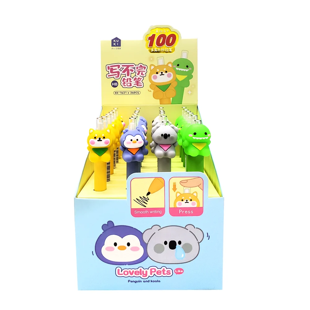 1pza Lápiz infinito retráctil con animales kawaii de silicona, variedad de diseños / kk-7427