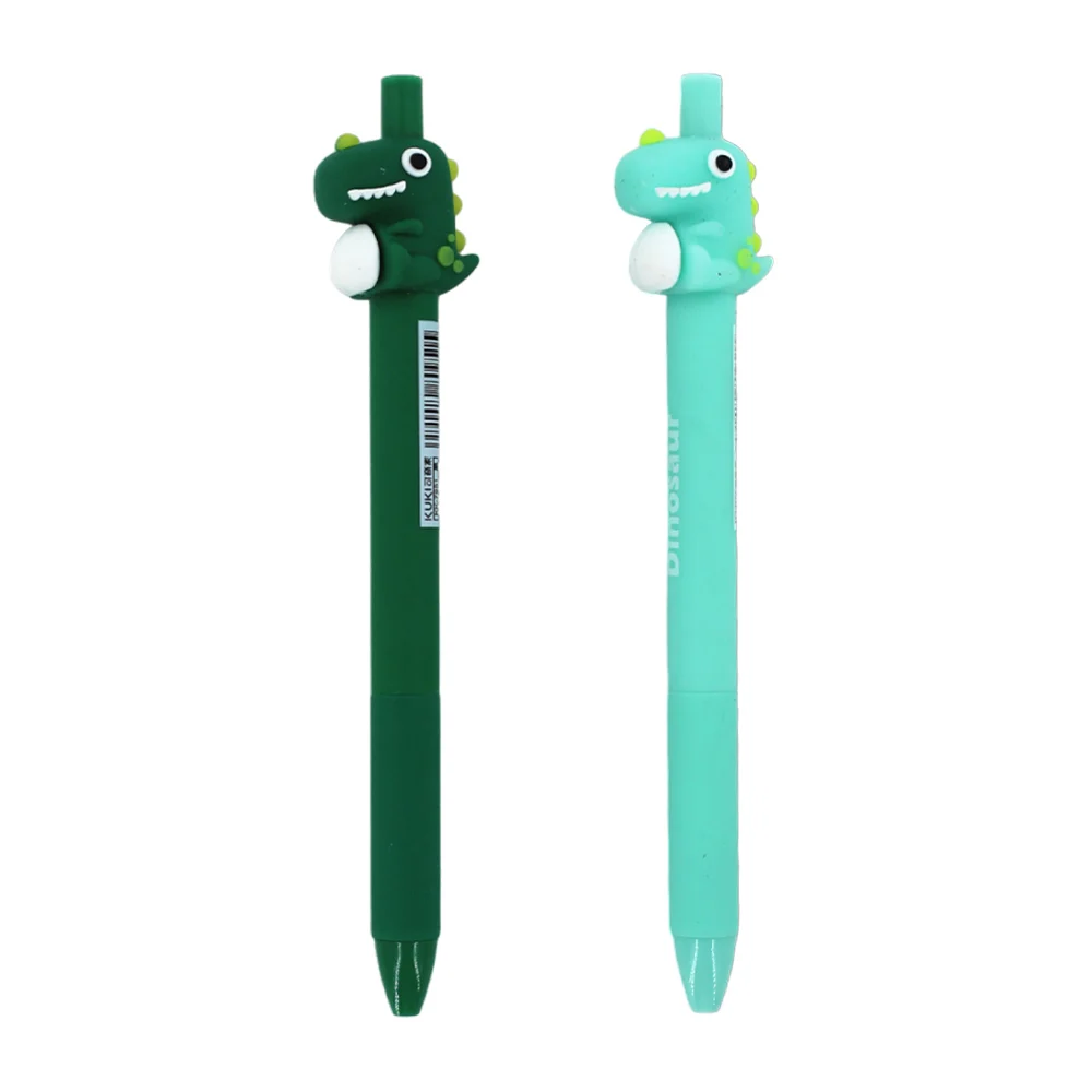 1pza Pluma retráctil de tinta negra con figura de dinosaurio, variedad de colores / kk-7951