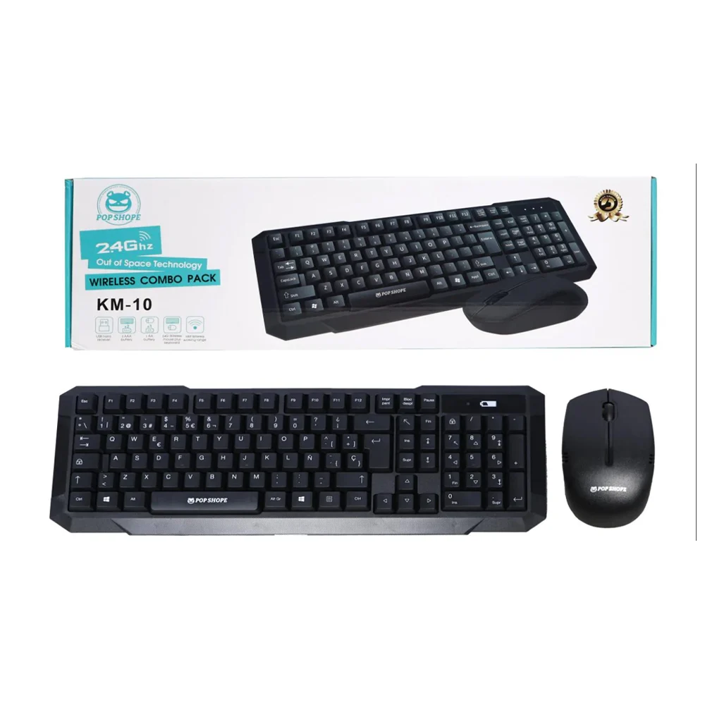 Kit teclado inalámbrico pop shope con diseño de oficina + mouse compacto / km-10