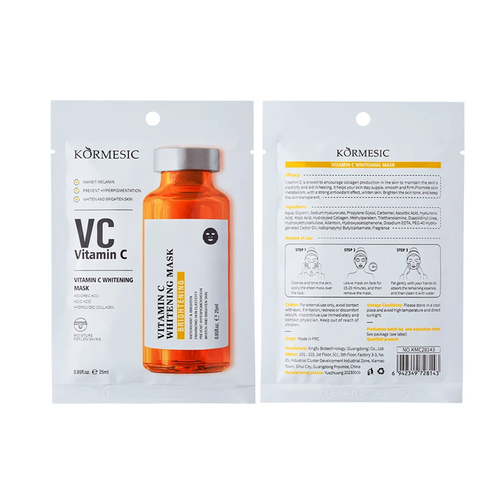 Mascarilla facial aclaradora para prevenir manchas con extracto de colágeno y vitamina c, 25ml / kormesic / kmc28143