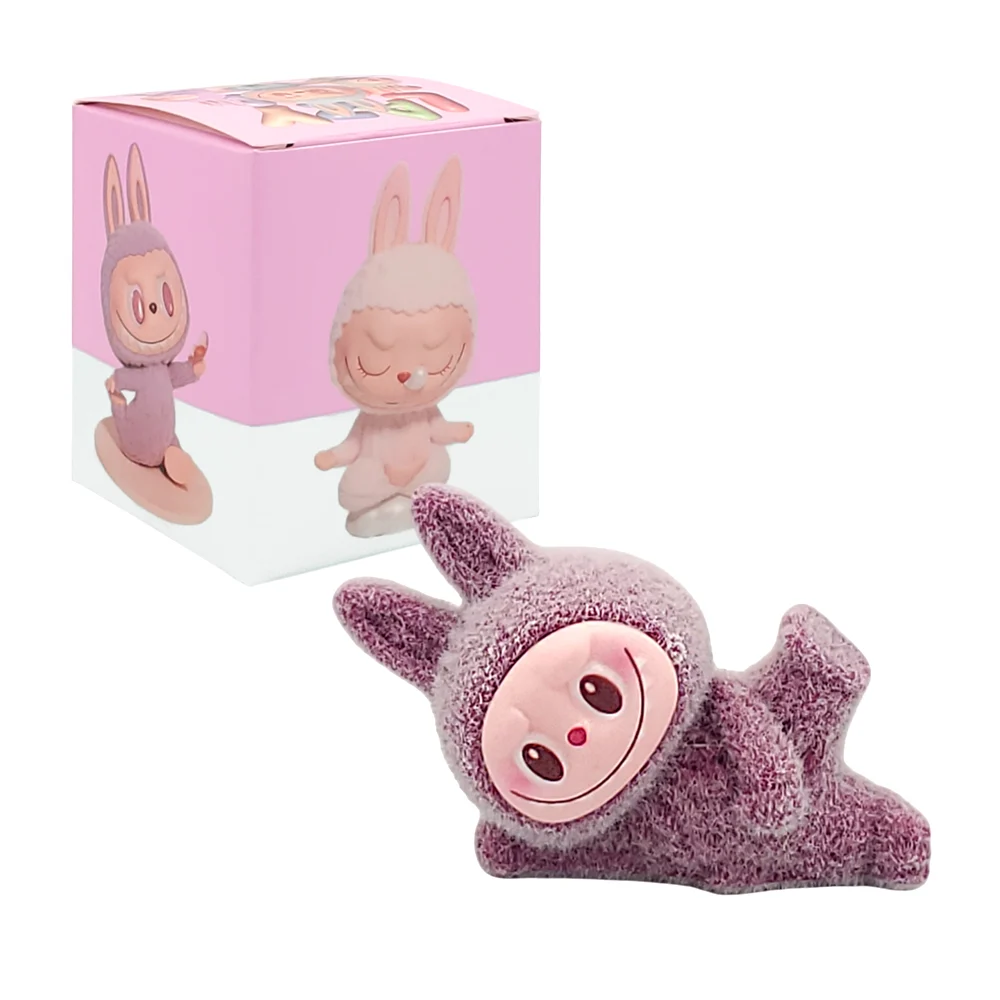 1pza Mini figura coleccionable aterciopelada de labubus en posición de yoga, variedad de colores / lazy yoga / ko-8668