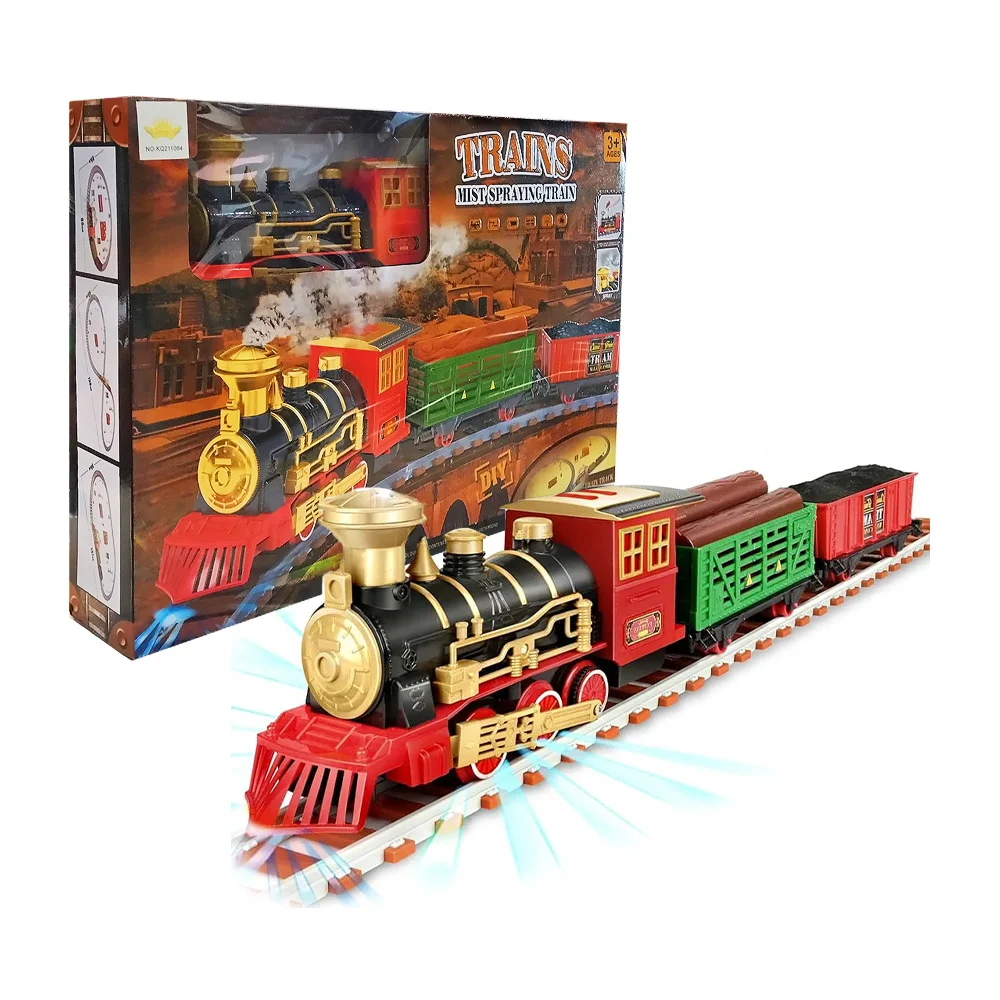 Pista armable de juguete + tren clásico con lanzador de spray, 220pcs / kq211064 / gd-208a