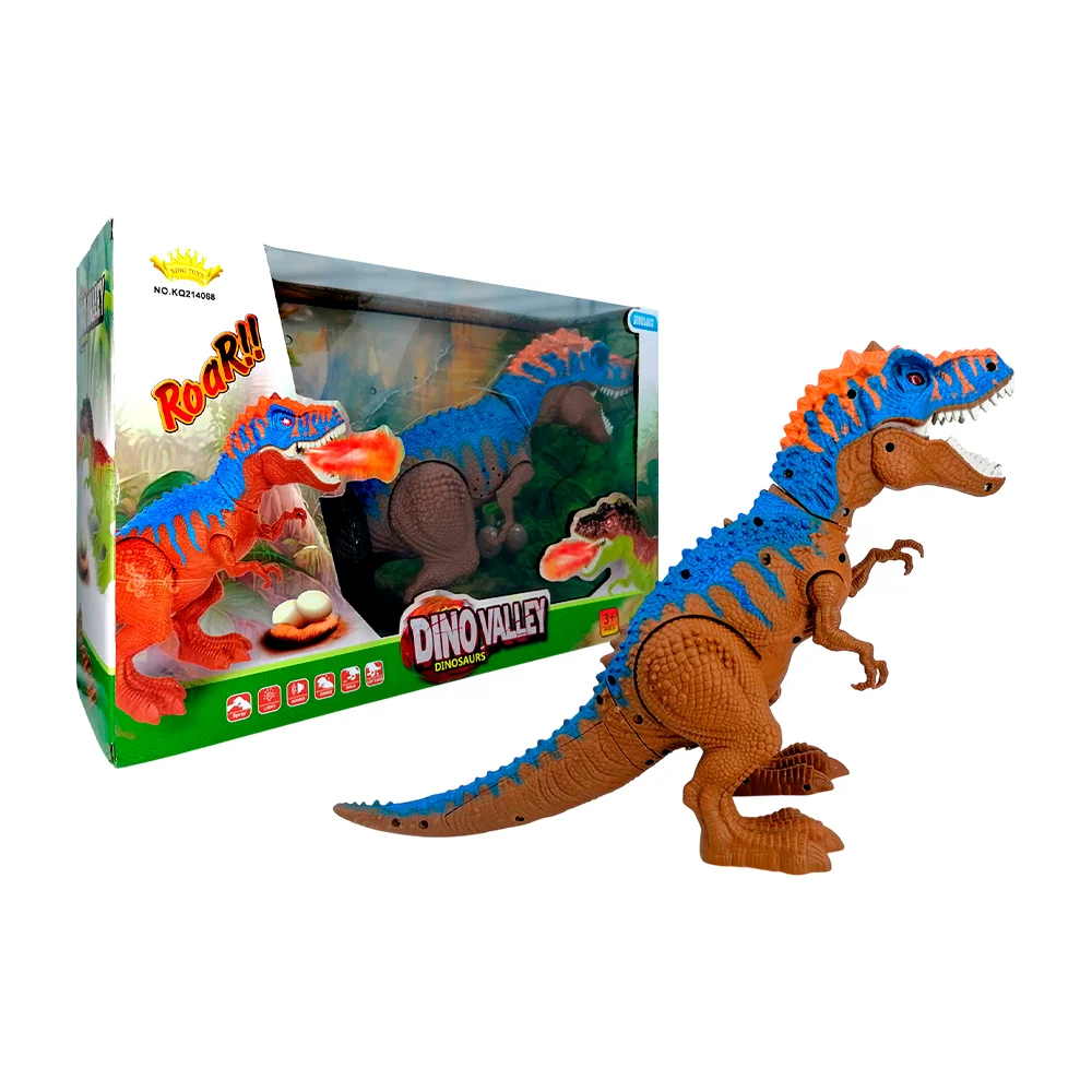 Dinosaurio móvil de juguete con luces, sonido, huevos y lanzador de spray / dinovalley / kq214068