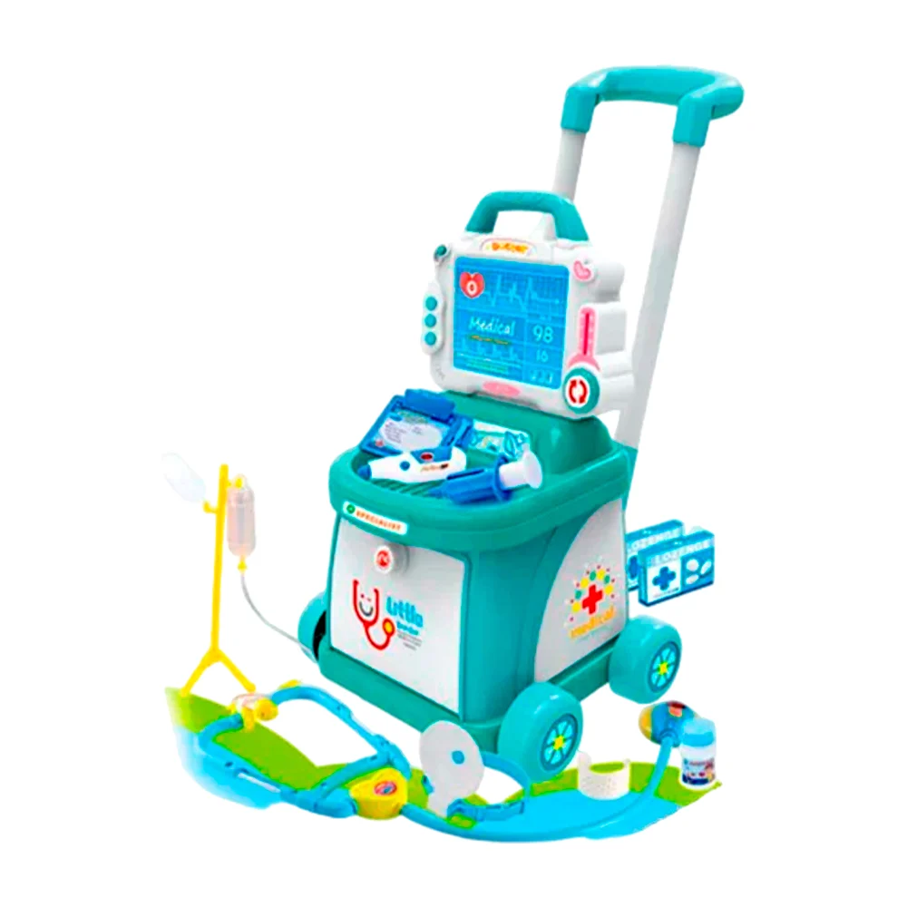 Carro médico juguete infantil con monitor, luz y sonido + accesorios / little doctor / rx-817c