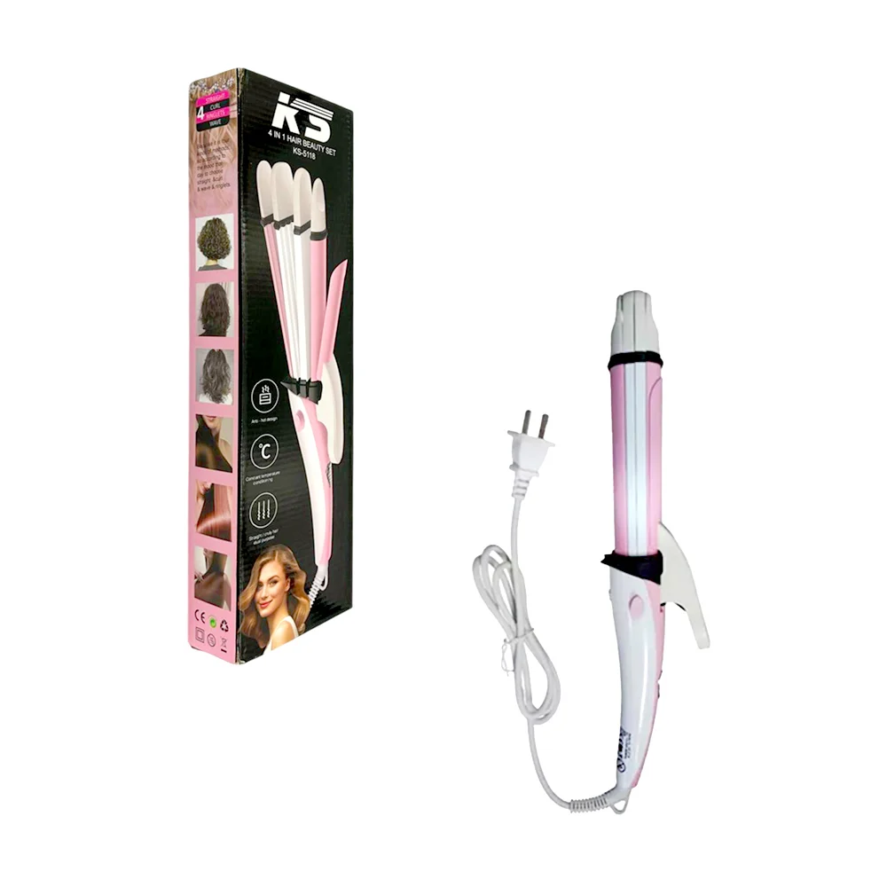 Plancha rizadora de ceramica ks 4 en 1 con acondicionamiento a temperatura constante para el cabello / ks-