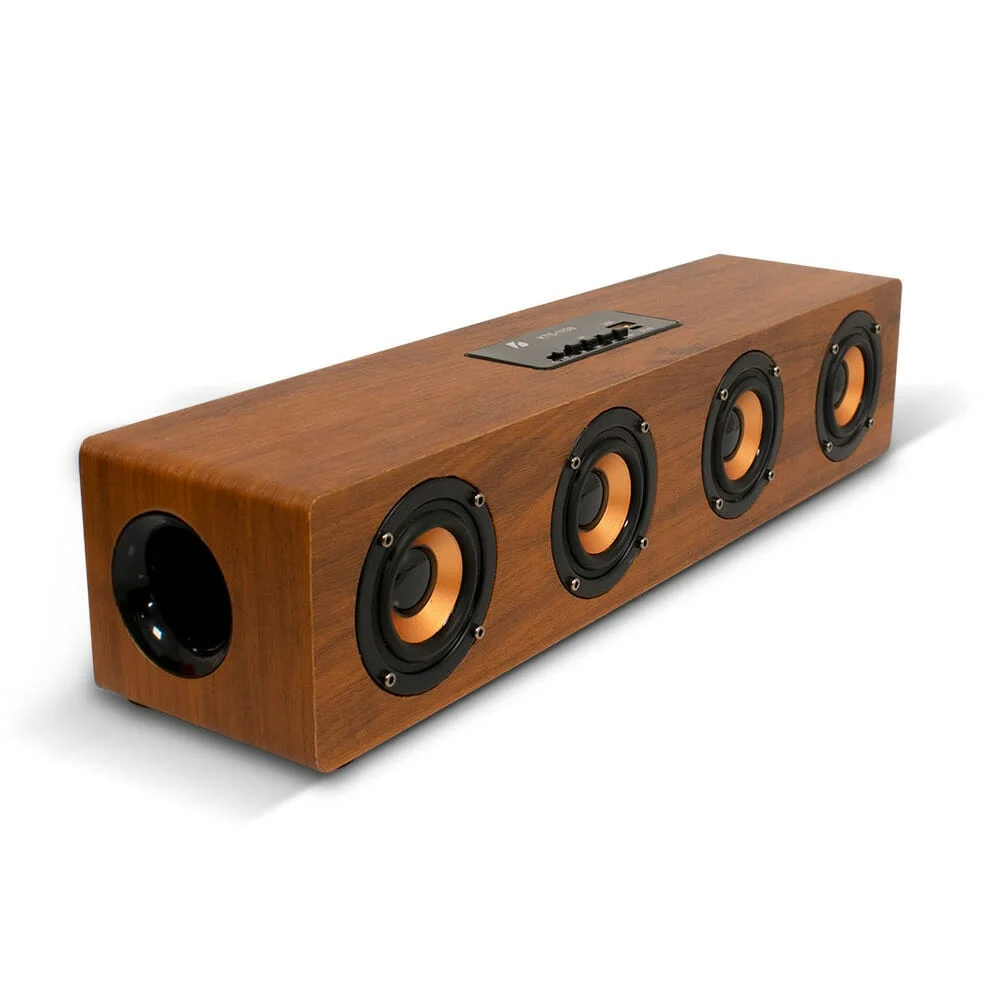 Bocina barra de sonido bluetooth big sound vintage con efecto tipo madera y ranuras para usb y micro sd / kts-1108