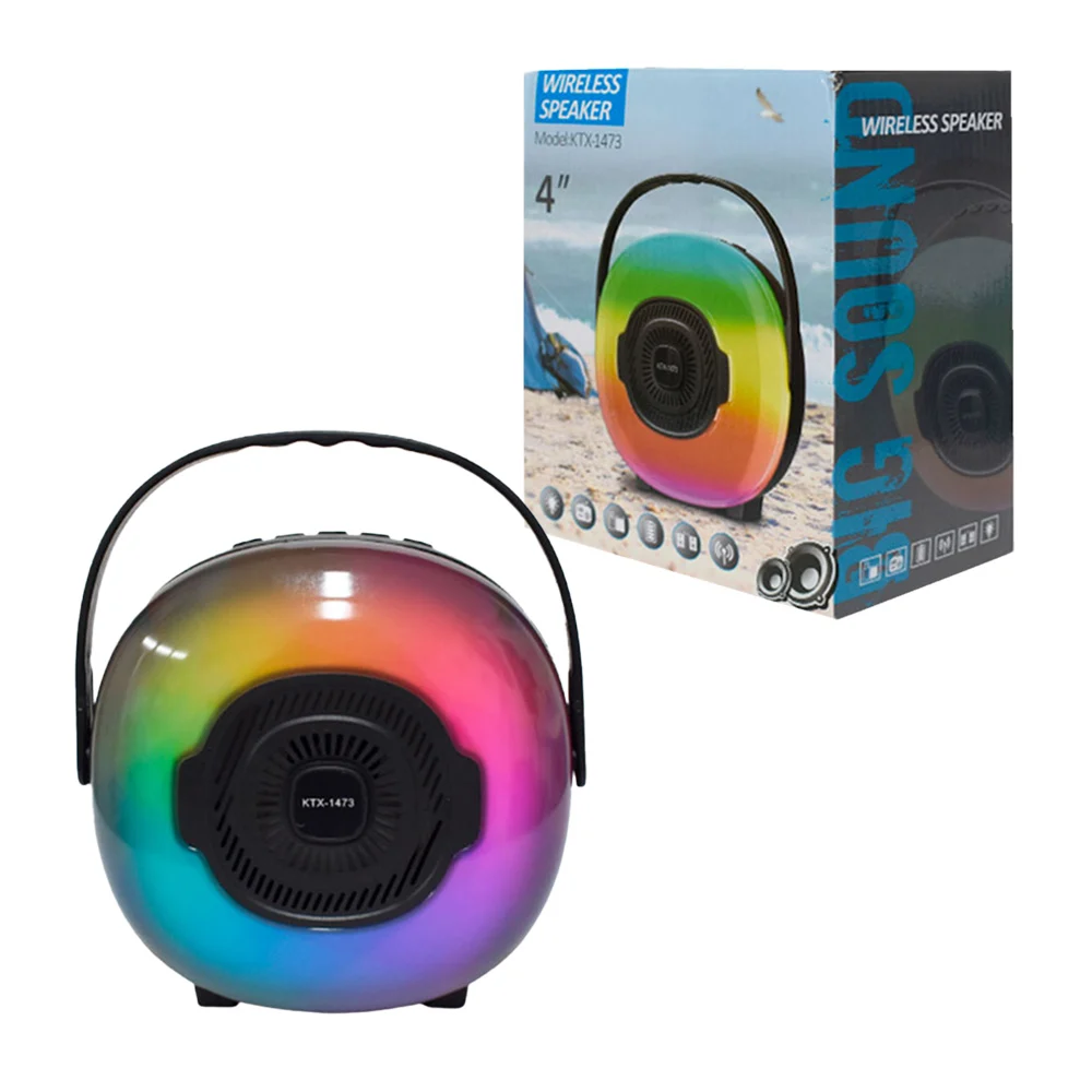Bocina bluetooth de 4 pulgadas con luz rgb, radio fm, asa y puerto usb-tf / ktx-1473