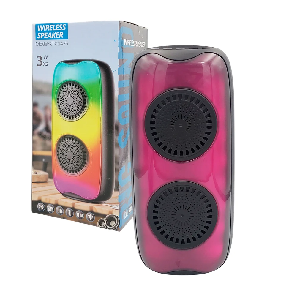 Bocina bluetooth portátil con radio fm, luz rgb,  ranura para usb y tf / wireless speaker / ktx-1475