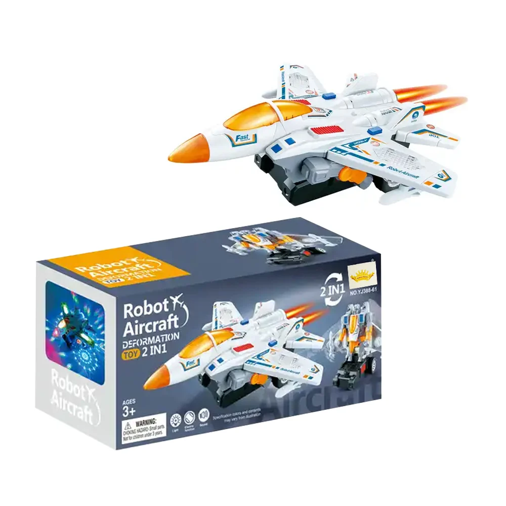 Avión transformer con luces, sonido y rotación 360° / robot aircraft / yj388-61