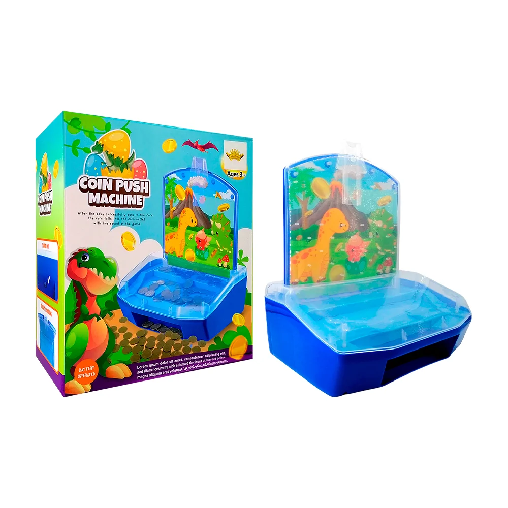 Mini máquina de juguete para empujador monedas, con diseño de dinosaurios / coin push machine