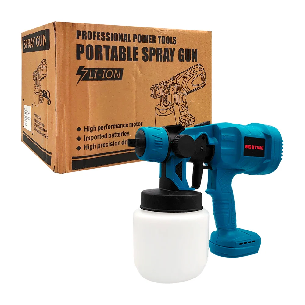 Pistola pulverizadora de pintura con 2 baterías recargables de 36v y accesorios / spray gun / l-ion