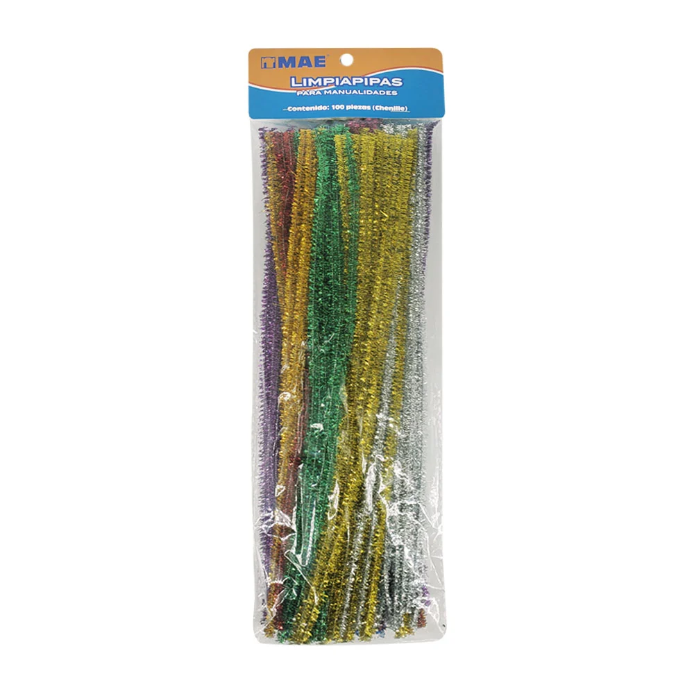 Paquete con 100 limpiapipas chenille metálicos para manualidades, variedad de colores / l100m-s