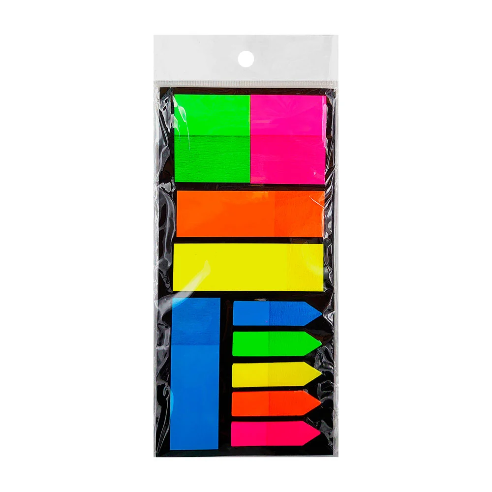 Paquete con 10 post it en colores neón en variedad de formas, variedad de colores / notas adhesivas / marcador de libro / l847-237bd / t223-237bd