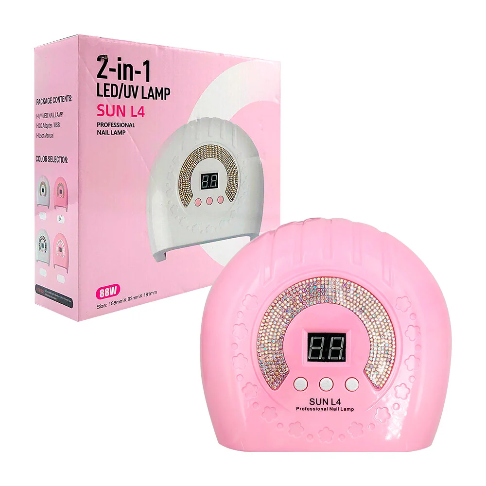 1pza Lámpara mediana ultravioleta para uñas, con decoración en relieve e indicador en pantalla, variedad de colores / sun l4 / 88w