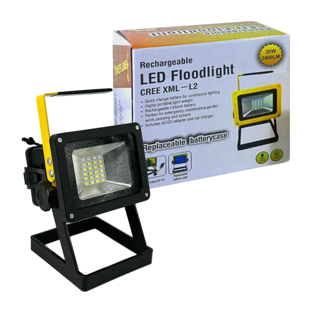 Lámpara reflector led multifuncional portátil con base de plástico, 30w / power line / hl-lam5712
