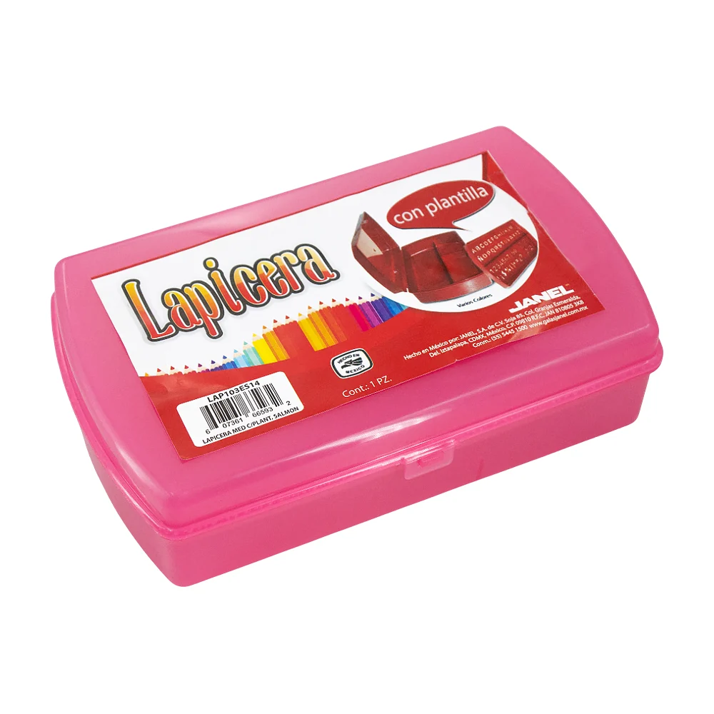 Caja lapicera mediana de plástico con v...