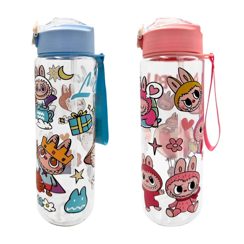 Botella de plástico con estampado de labubu, variedad de modelos y colores / lbb-014