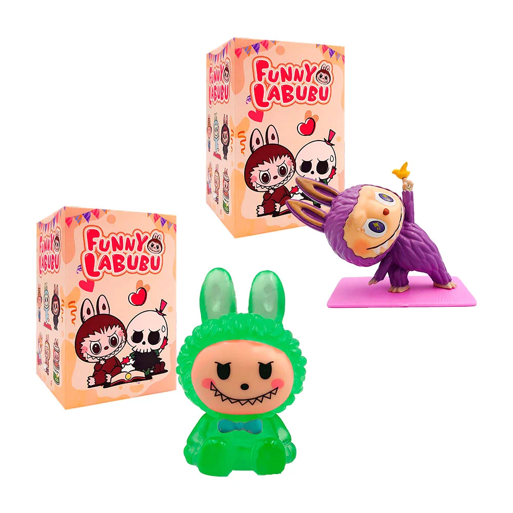 Mini juguete coleccionable con diseño de labubu en posición de yoga o translúcidos, variedad de modelos / funny labubu / lbb009-1