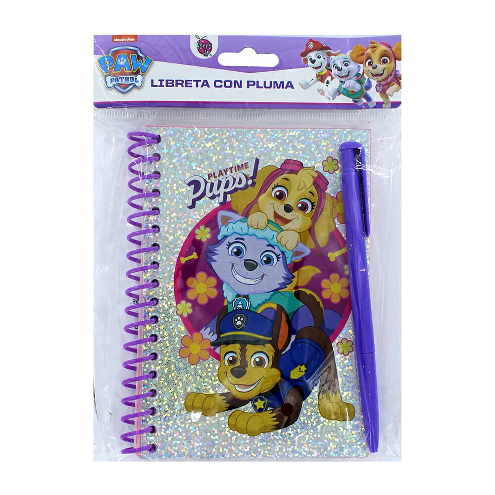 Libreta engargolada con diseño de paw patrol en efecto holográfico y pluma retráctil / lcp75pn