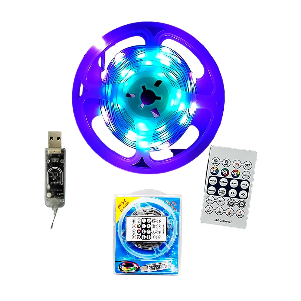 Tira led rgb fx de 5 metros con puerto usb y control remoto / app control / led-2250