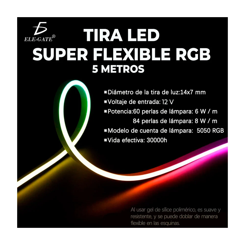 Tira de luz led rgb de 5 metros con control remoto / led.rgb01
