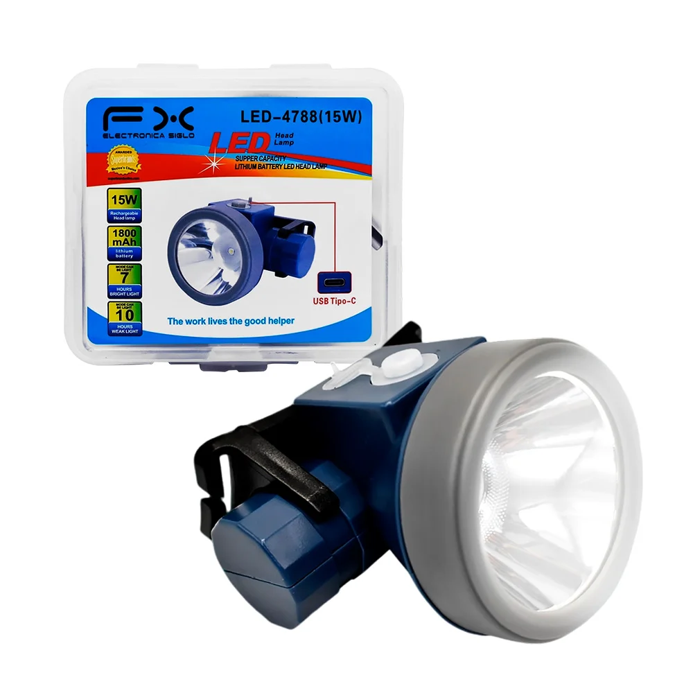 1pza Linterna led fx recargable de estilo minero, con banda elástica ajustable para la cabeza y modos diferentes de iluminación, variedad de usos / head lamp / led-4788