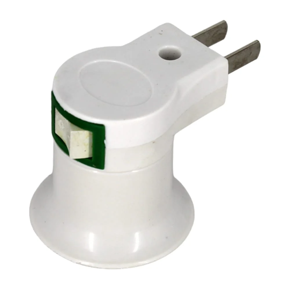 1pza Clavija socket color blanco para foco con botón de apagado encendido