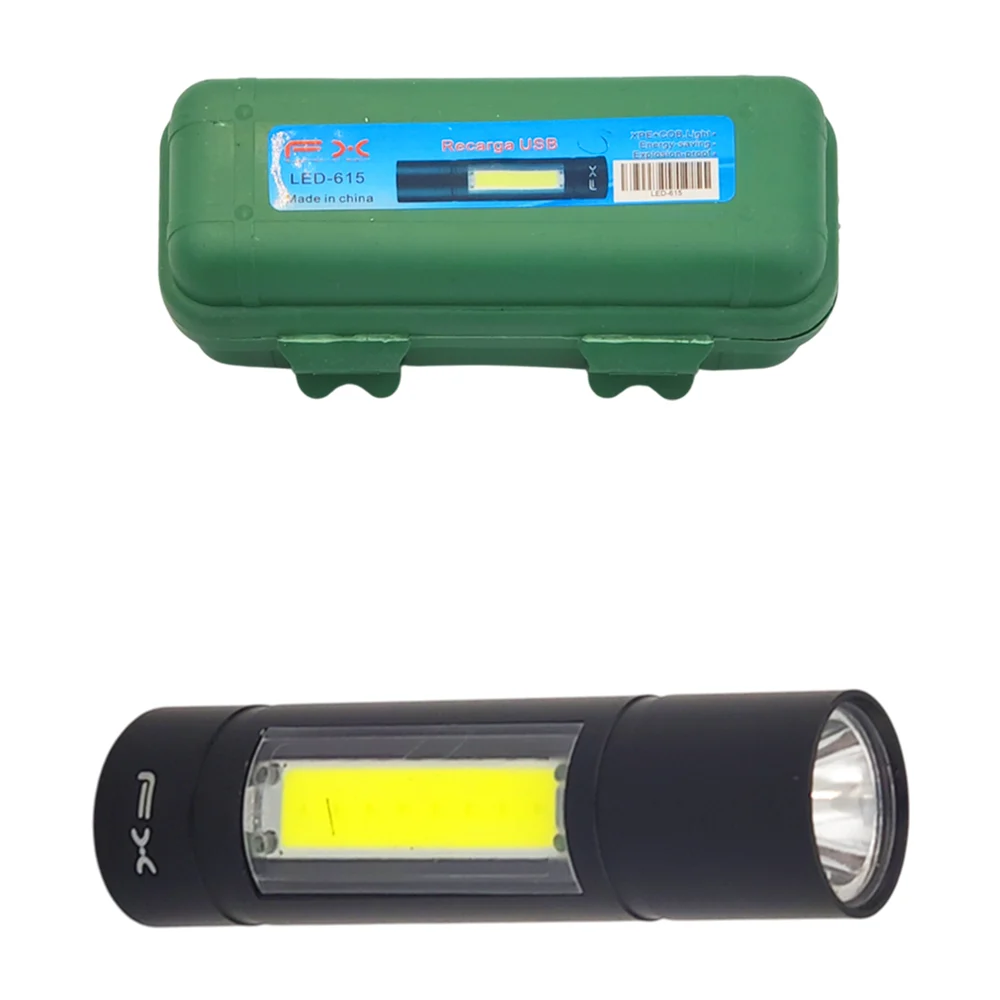 1pza Linterna de mano chica, cilíndrica, recargable, con modos de iluminación y focos laterales, variedad de usos / led-615