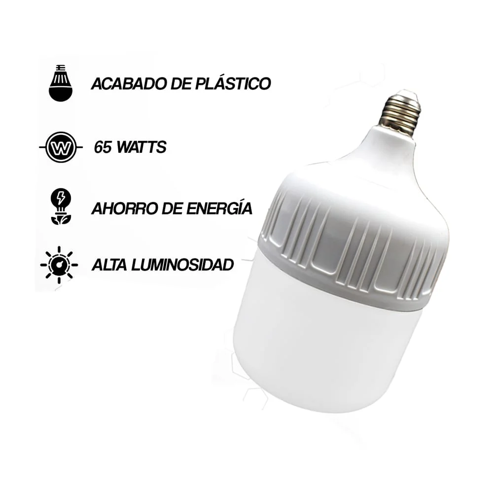 Foco / bombilla ahorradora de luz led fría con 65w 127v e27 y 6500k / fx / led-65w