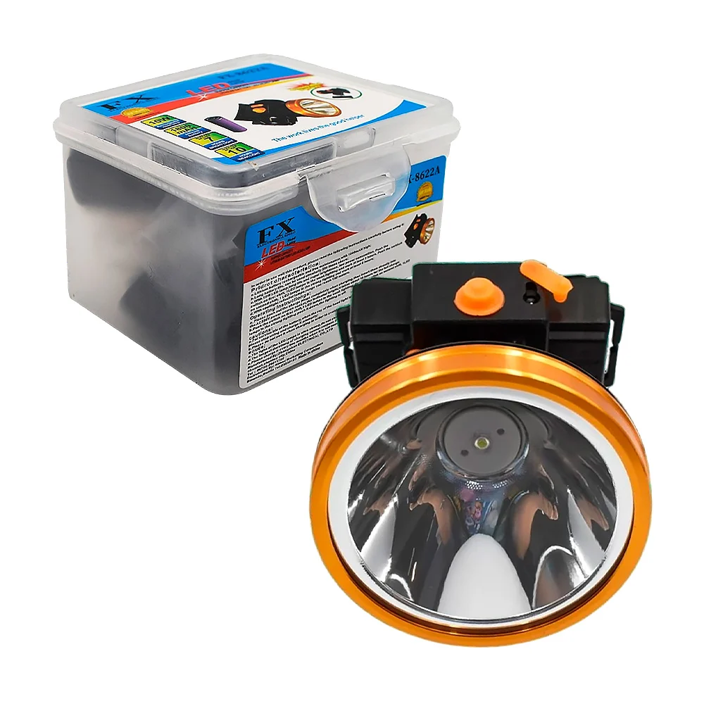 1pza Linterna recargable, estilo minero, redonda, con banda elástica ajustable y capacidad máxima de 10w, variedad de funciones / head lamp / led-8622a / fx
