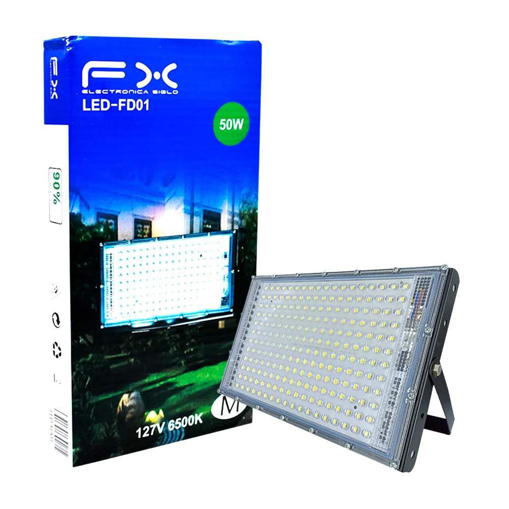 Lámpara led rectangular para exteriores con potencia de 50w, 127v y 6500k / fx / led-fd01