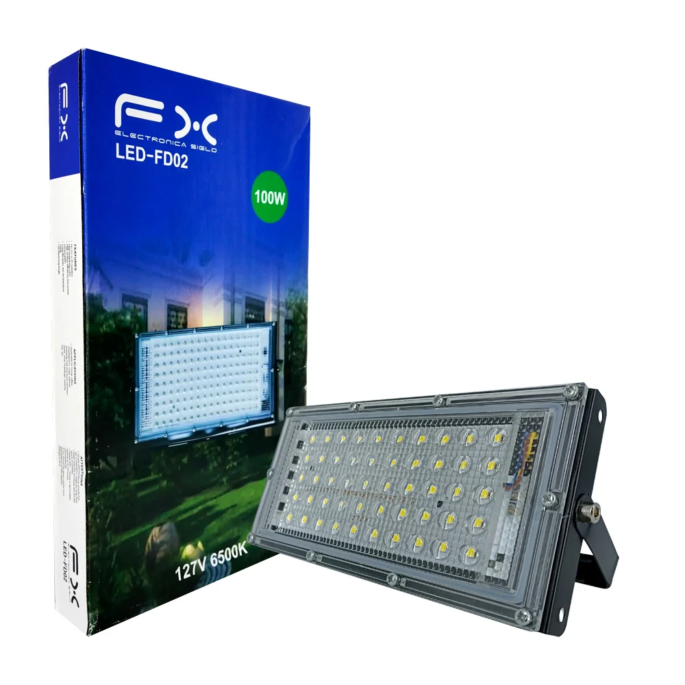 Lámpara led rectangular para exteriores con potencia de 100w, 127v y 6500k / fx / led-fd02
