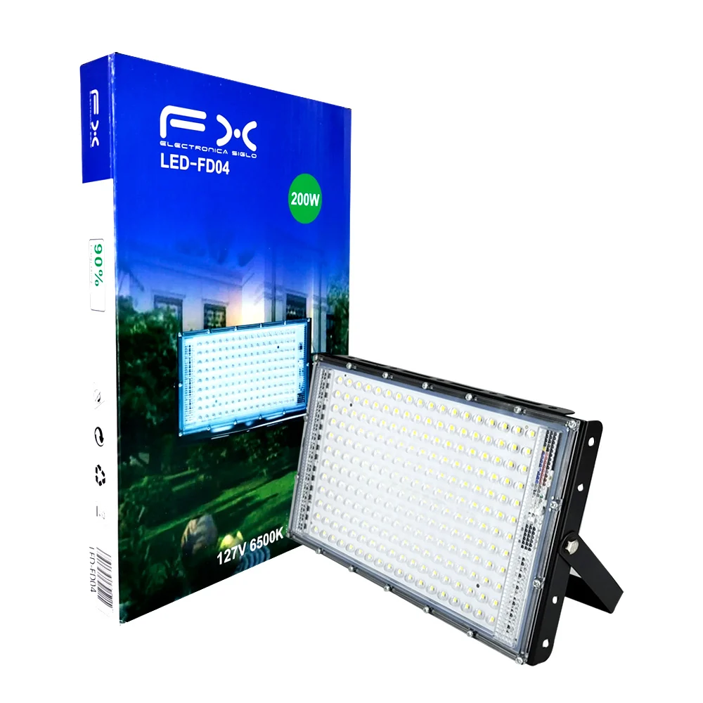 Lámpara led rectangular para exteriores con potencia de 200w, 127v y 6500k / fx / led-fd04