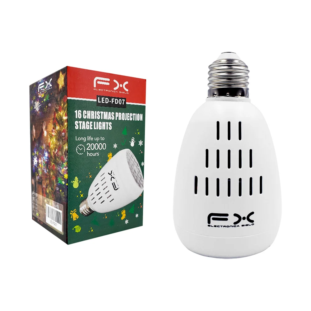 Foco led fx con proyecciones de temática navideña / 16 christmas projection stage lights / led-fd07