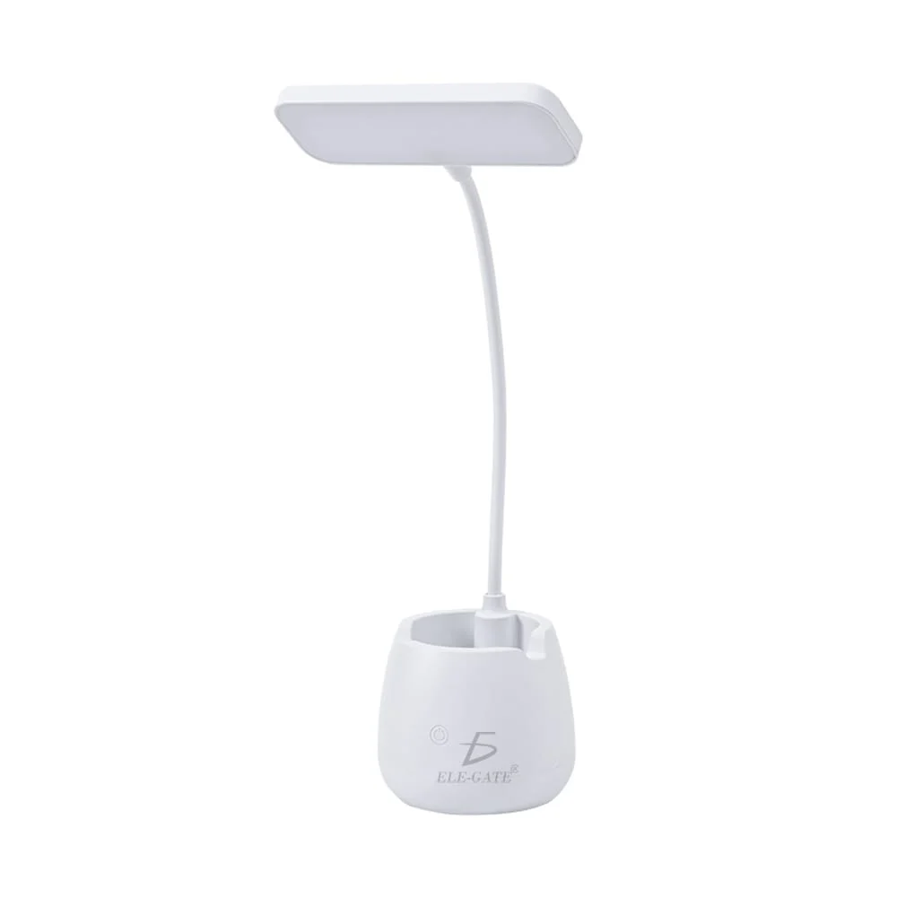 Lámpara de escritorio plegable con cable flexible y porta lápices, variedad de colores