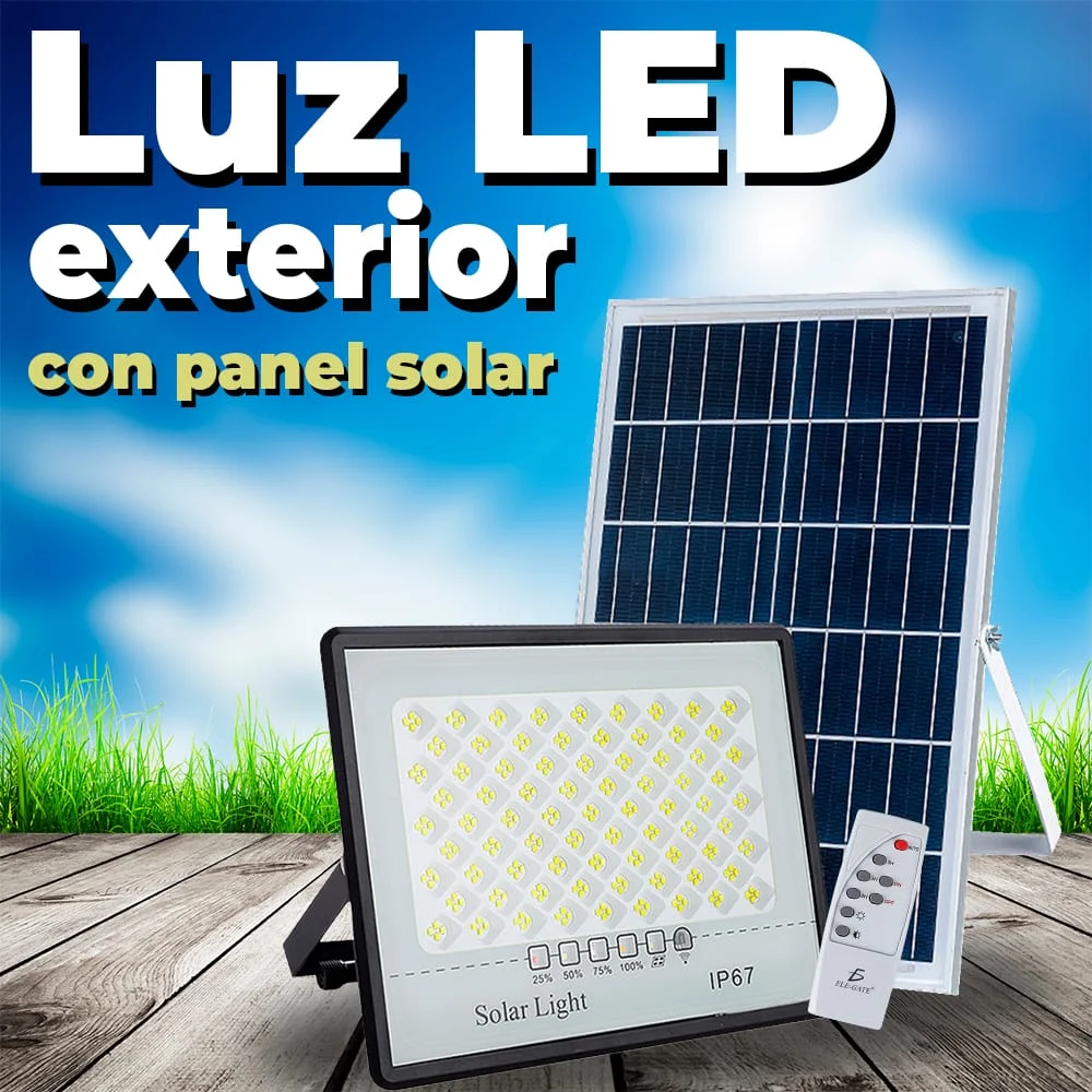 Reflector led de 500 watts con panel solar y control remoto