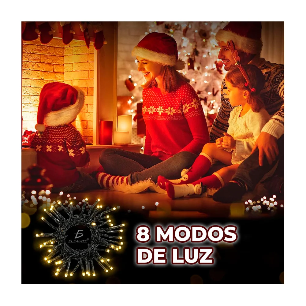 Serie de cable verde con luces navideñas de 20m en tono multicolor + control remoto / led.63.20m