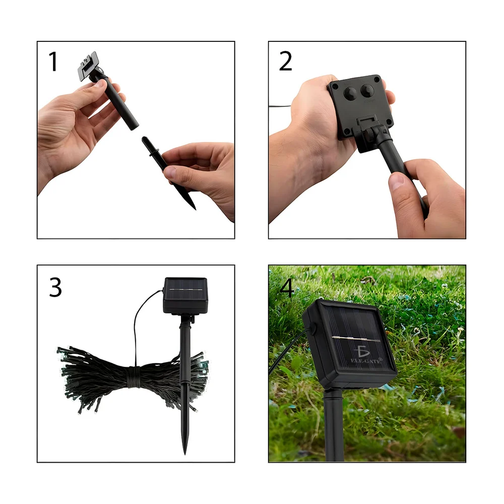 Serie de cable verde con 50 luces navideñas de 5m en tono multicolor + panel solar para el exterior / led.64.5m