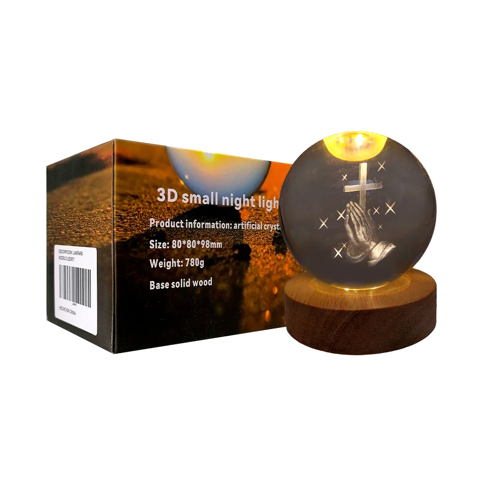 Lámpara decorativa en forma de esfera con diseños varios y base de plástico, 80x80x98mm / 3d small night light / led790 / led786 / led869