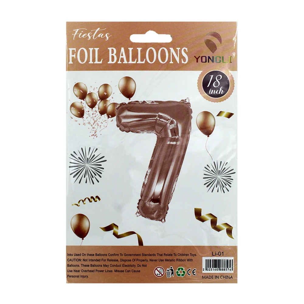 1pza Globo metálico yongli de 18 pulgadas en forma de número, variedad de colores y formas / li-01.g