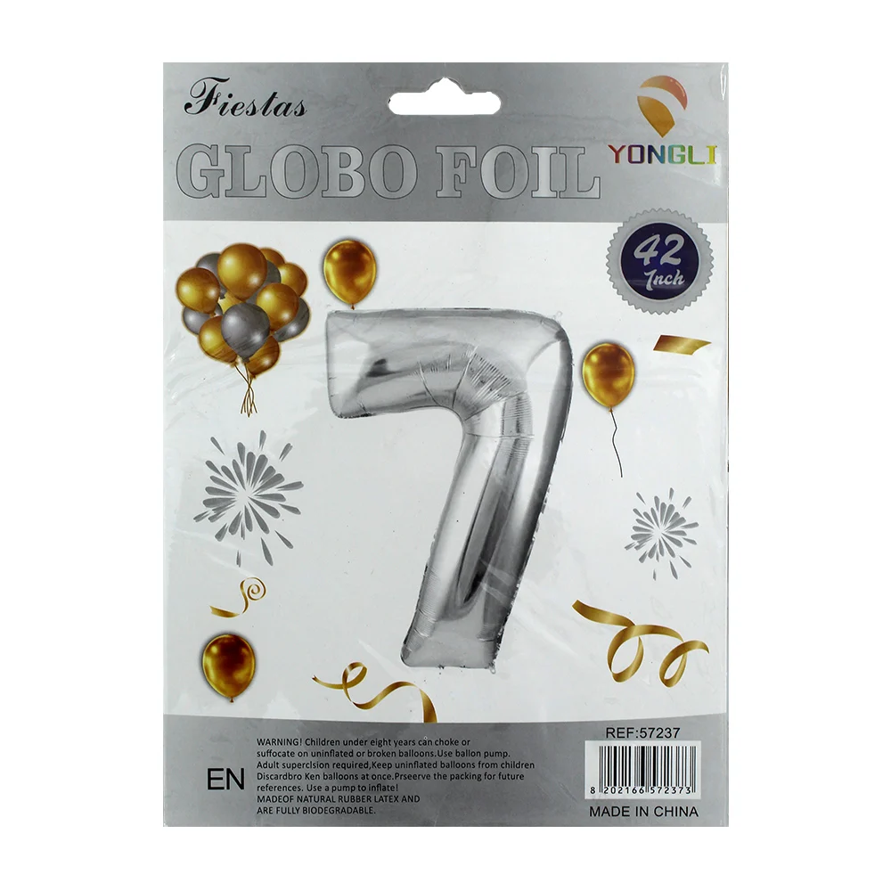 1pza Globo metálico yongli de 42 pulgadas en forma de número, variedad de colores y formas / 57237