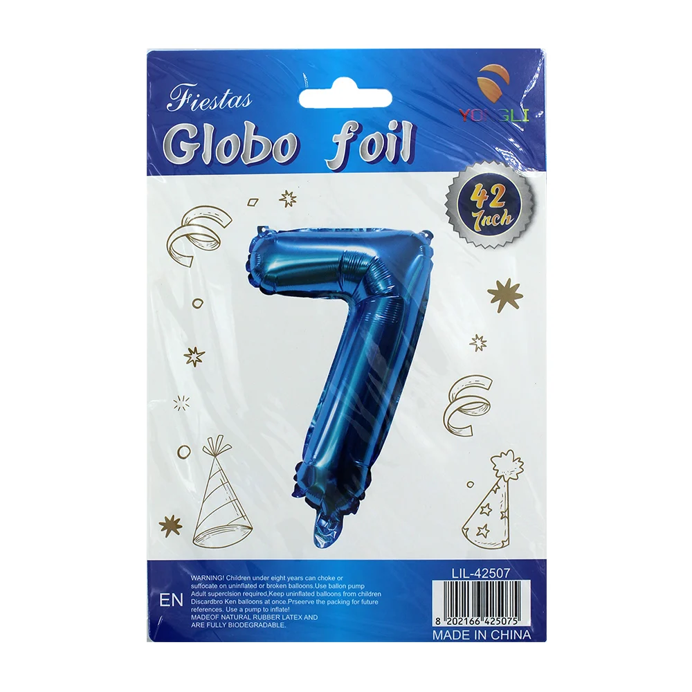 1pza Globo metálico yongli de 42 pulgadas en forma de número, variedad de colores y formas / lil-42507