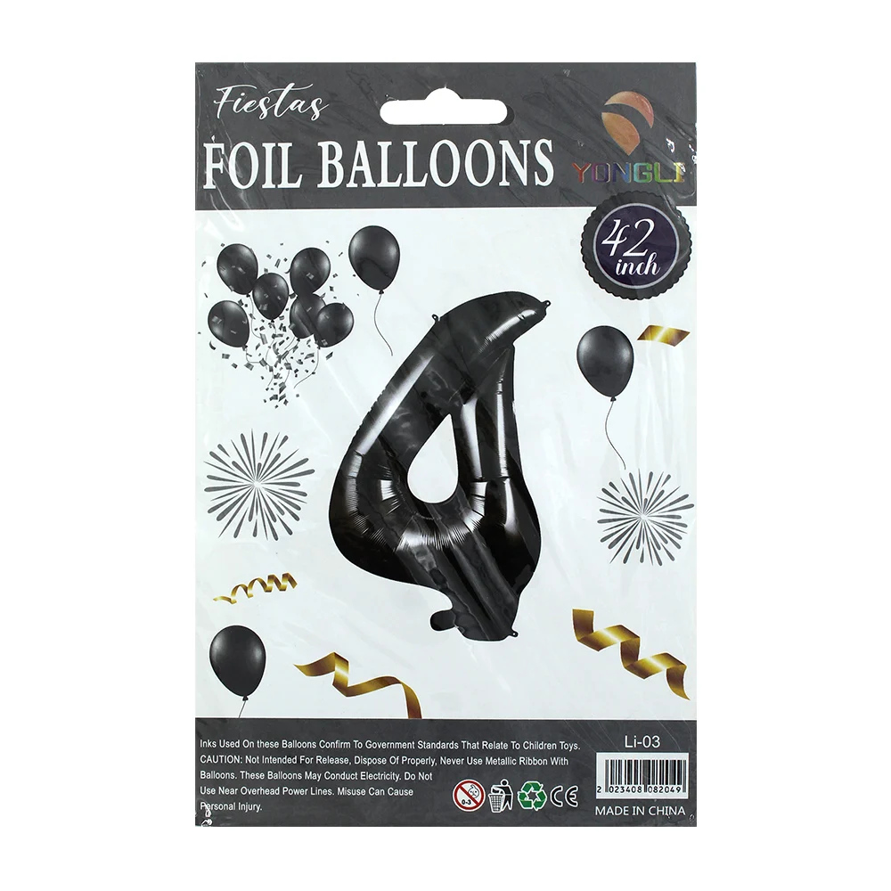 1pza Globo metálico yongli de 42 pulgadas en forma de número, variedad de colores y formas / li-03