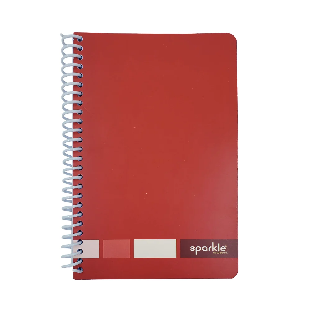 Libreta francesa sparkle de 70 hojas, espiral de plástico y estampado de colores lisos, 14x21cms, variedad de colores / 993244