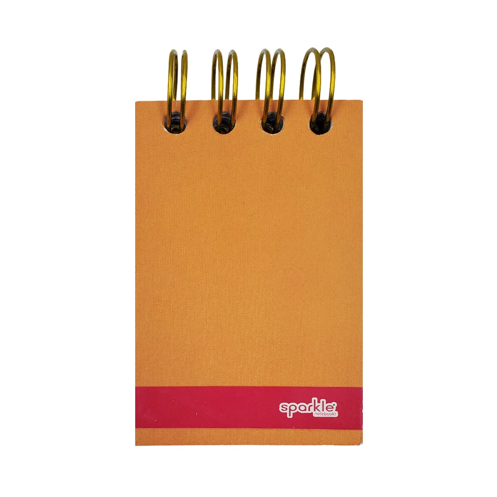 Libreta sparkle de 100 hojas, espiral doble metálico, para taquigrafía corta y estampado de colores lisos, 6x9.5cm, variedad de colores / 864352