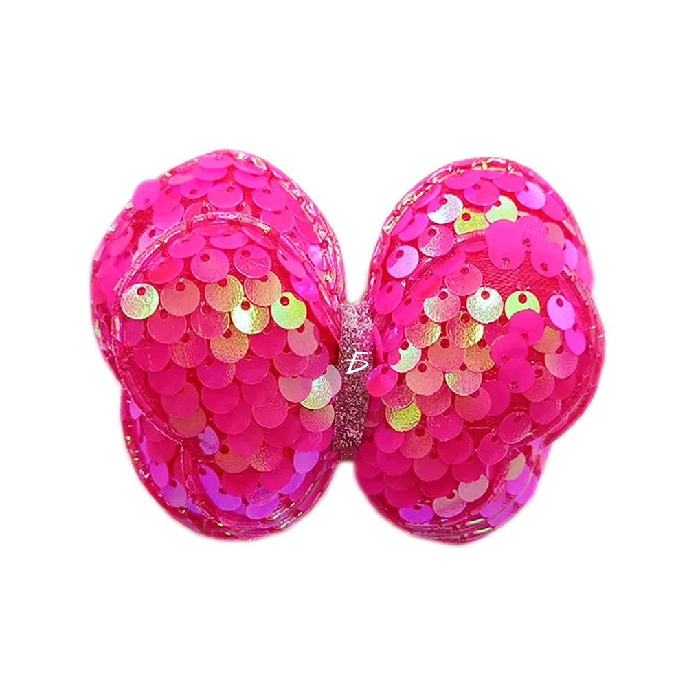 Paquete de 4 moños en forma de mariposa con lentejuelas brillantes, variedad de colores