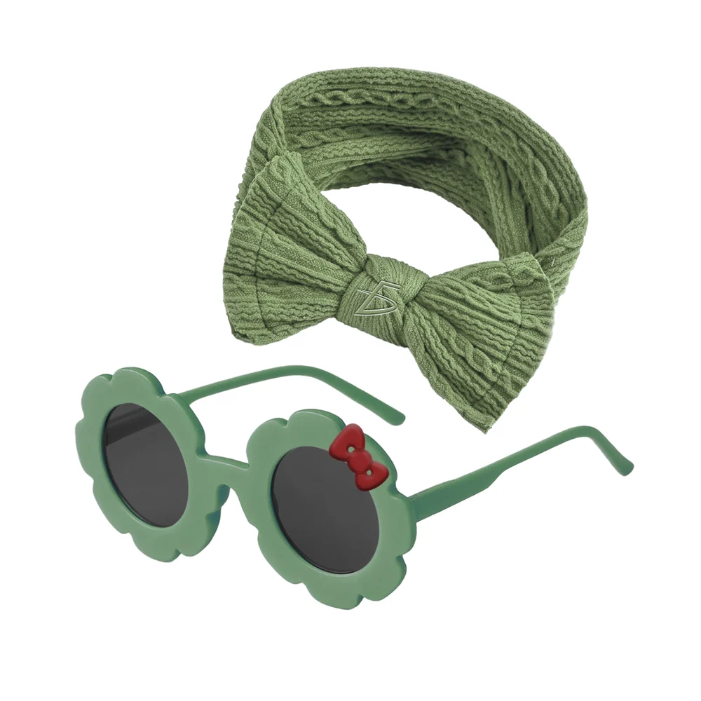 Set de diadema con moño y lentes en forma de flor, variedad de colores