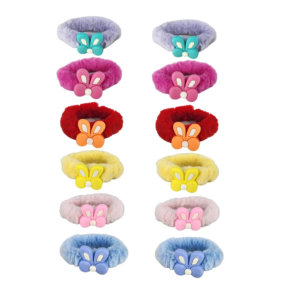 Paquete 12pzas ligas / donas para el cabello afelpadas con diseño animado, variedad de modelos / zxq01273