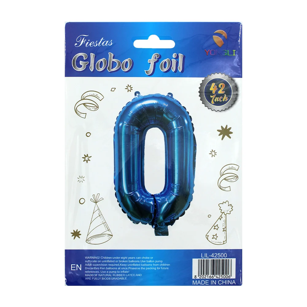 1pza Globo metálico yongli de 42 pulgadas en forma de número, variedad de colores y formas / lil-42500
