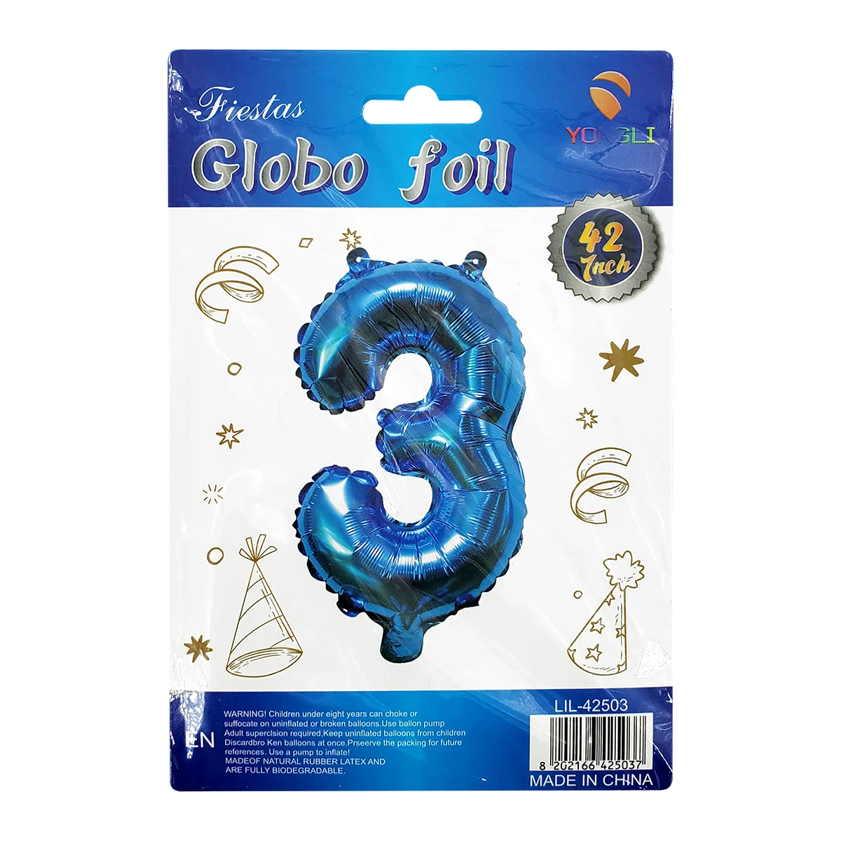 1pza Globo metálico yongli de 42 pulgadas en forma de número, variedad de colores y formas / lil-42503